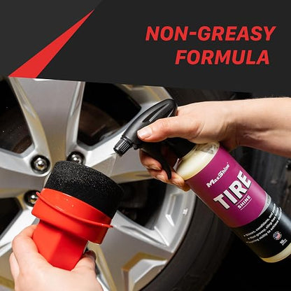 Maxshine Tire Shine 16oz | Acrylic Formula Tire Dressing with UV Protection | No-Sling, Dry-to-the-Touch Finish | Gloss Enhancer Nourishes Rubber & Protects Tires | Professional Car Detailing Supply