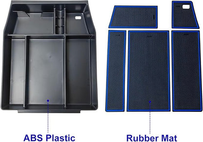 Zxiaochun Center Console Organizer Compatible with 2021 2022 2023 2024 Ford F150 Interior Accessories, Armrest Box Insert Storage Tray (Full Console w/Bucket Seats ONLY)-Blue Trim
