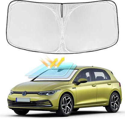 for Volkswagen Golf Mk8 2022-2025 2026 Windshield Sun Shade - 4 Layers Car Sunshades for Front Windows Shade Cover Custom Fit Golf Mk8 Sun Visor 250T Retractable Shade Blocks UV Rays Car Accessories