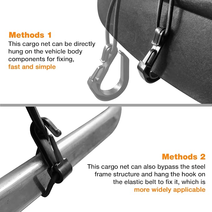 SARDVISA Upgrade Cargo Net for Motorcycle Helmet Storage, 10"X11" High-Elastic Double Layer Bungee Net with 4 Strong Hooks, Luggage Strap Rack Expansion Organizer Net Pocket for Motorbike Trike Cycle