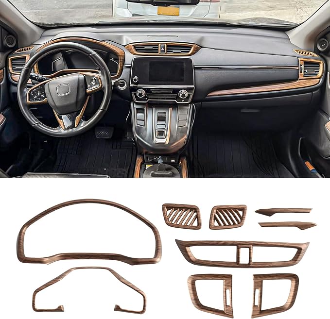 Interior Trim Kit for Honda CR-V 2017-2022 Wood Grain Pattern 9Pcs