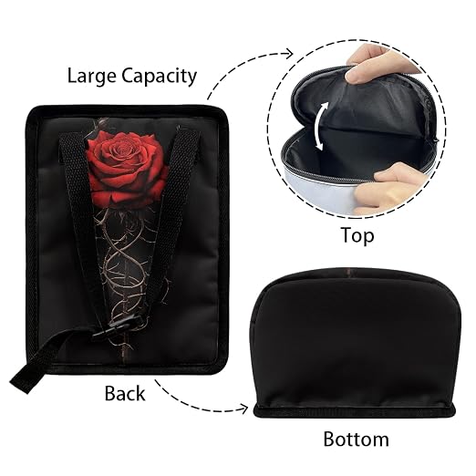 BIGCARJOB Romantic Rose Leak-Proof Car Trash Bin for Back Seat,Red Rose Car Interior Accessories Waste Basket Storage for Vehicle Truck,Women Girls Travel Camping Picnic Lage Trash Can Garbage Bin