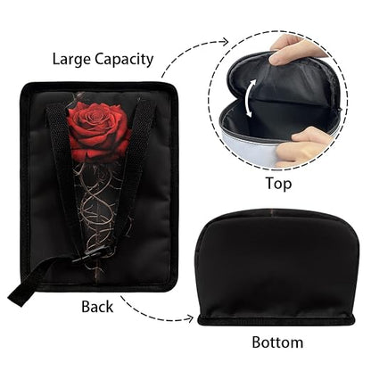 BIGCARJOB Romantic Rose Leak-Proof Car Trash Bin for Back Seat,Red Rose Car Interior Accessories Waste Basket Storage for Vehicle Truck,Women Girls Travel Camping Picnic Lage Trash Can Garbage Bin