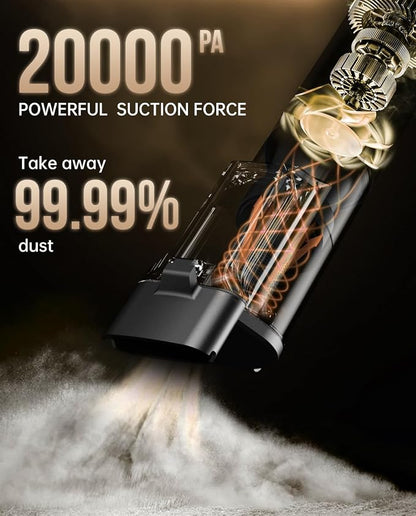 AutoBot Car Vacuum Portable Cordless - 20000PA Handheld Vacuum for Pet Hair, 50 Min Runtime with 5 Attachments & Flexible Hose, 3Hr Fast Charge for Cars, Trucks, Home Cleaning (Type-C)