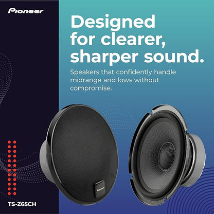 Pioneer Z-Series TS-Z65CH 6.5” 2-Way Speakers (Pair) – 330W Max, Crisp Highs + Clear Vocals, Audiophile upgrade, add an amplifier for optimal performance