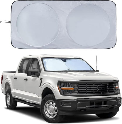 IC ICLOVER Car Windshield Sun Shade, 210T Ployester Foldable Front Window Sun Visor Protector Sun Protection Shield, Blocks Heat and UV Rays, Keep Your Car Cool, Fits SUV, Van, MPV, Trucks (X-Large)
