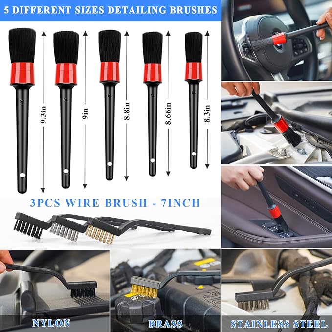 42Pcs Car Wash Detailing Kit Cleaning Set with Foam Gun Sprayer, Long-Handle Brush, Collapsible Bucket, Large Wash Mitt, Towels, Complete Interior & Exterior Car Washing Supply Set (Blue)