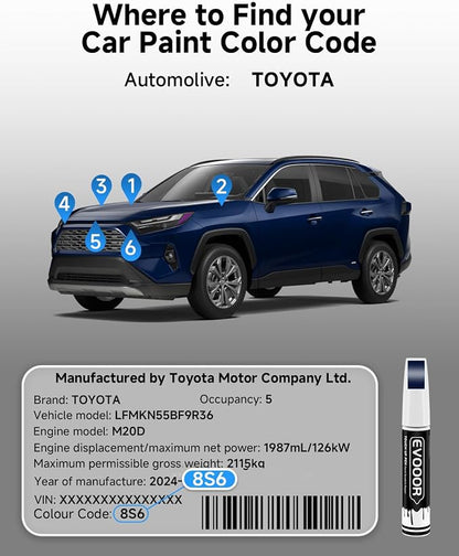 8S6 Dark/Nautical Blue Metallic Touch Up Paint Compatible with Toyota Exact Match 2 in 1 Touch up Paint for Chips and Nicks Repair