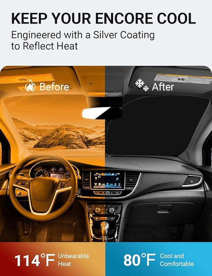 Proadsy Windshield Sun Shade for Buick Encore 2020-2025 2026 4-Layer Foldable Front Sunshade Protector Sun Visor Blocks UV Rays Keep Car Cooler
