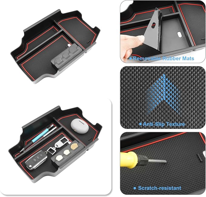 2023-2025 2026 Accord Hybrid Center Console Organizer for Honda Accord (LX/SE/EX/EX-L/Sport/Sport-L/Touring), Durable ABS Plastic Console Tray Insert 2026 Accord Accessories w/Coin Holder (Red)