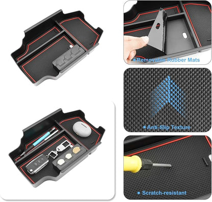 2023-2025 2026 Accord Hybrid Center Console Organizer for Honda Accord (LX/SE/EX/EX-L/Sport/Sport-L/Touring), Durable ABS Plastic Console Tray Insert 2026 Accord Accessories w/Coin Holder (Red)