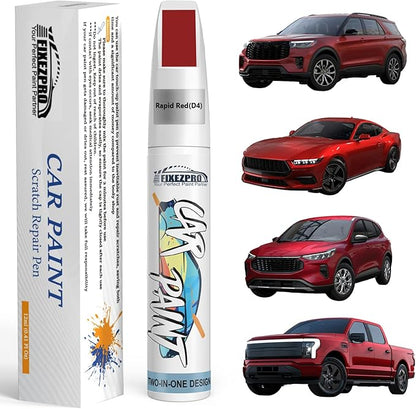 Rapid Red(D4) Touch Up Paint for Ford, Car Paint Scratch Repair Remover Pen Color Exact Match, Quick and Easy Fix Automotive Chips and Nicks Scuff