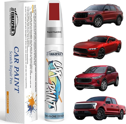 Rapid Red(D4) Touch Up Paint for Ford, Car Paint Scratch Repair Remover Pen Color Exact Match, Quick and Easy Fix Automotive Chips and Nicks Scuff