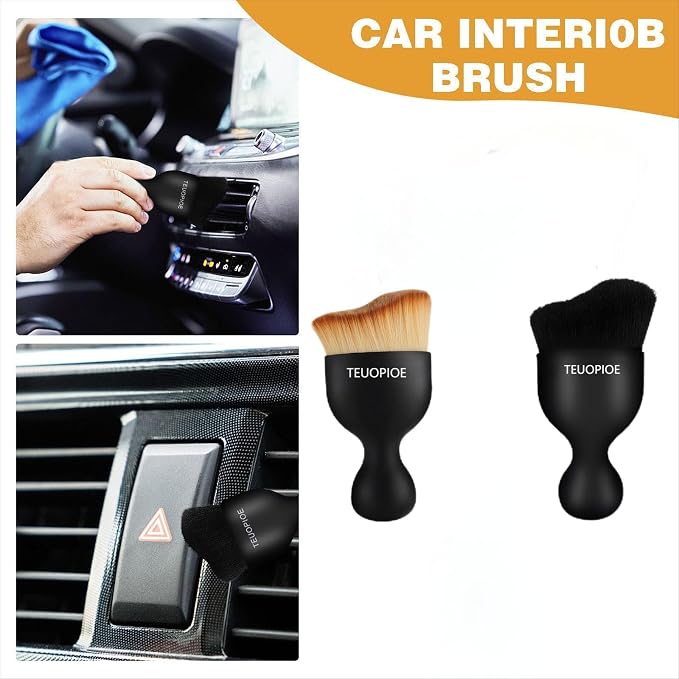 2PCS Car Detailing Brush Set Soft Hair Automotive Interior Dusting Brushes for Dashboard, Air Vents, Keyboard, Car Interior Exterior Cleaning, Car Accessories, Auto Dust Brush
