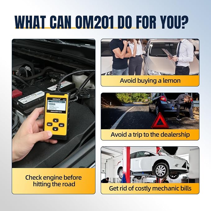 Check Engine Code Reader, OBDMATE OM201 OBD2 Diagnostic Tool Clearing Faulty Codes with Wireless Printing | Graphic Live Data| EVAP Test