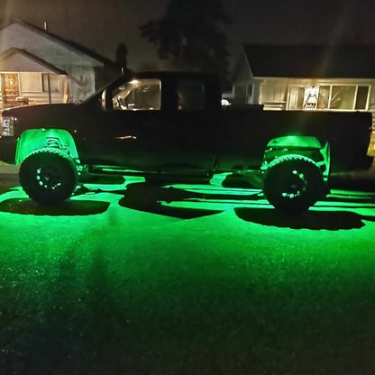2 Pods LED Rock Lights, Ampper Waterproof LED Neon Underglow Light for Car Truck ATV UTV SUV Offroad Boat Underbody Glow Trail Rig Lamp (Green)