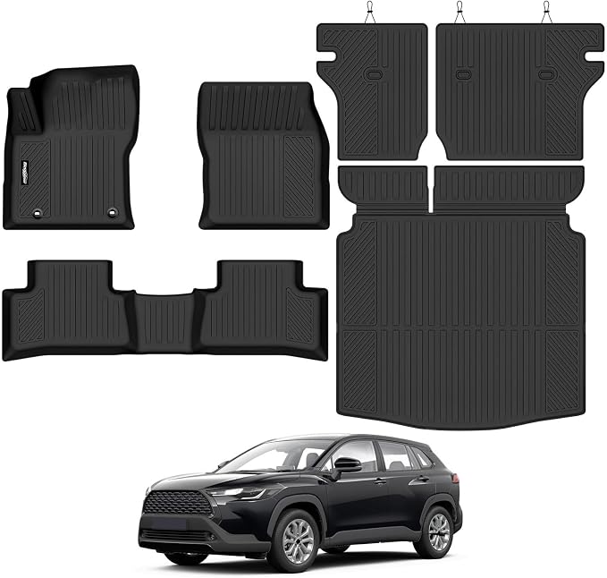 Floor Mats for 2022-2026 Toyota Corolla Cross FWD (Not for AWD/Hybrid), Trunk Mat and Backrest Mat All Weather TPE Protector for Toyota Corolla Cross Accessories