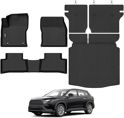 Floor Mats for 2022-2026 Toyota Corolla Cross FWD (Not for AWD/Hybrid), Trunk Mat and Backrest Mat All Weather TPE Protector for Toyota Corolla Cross Accessories