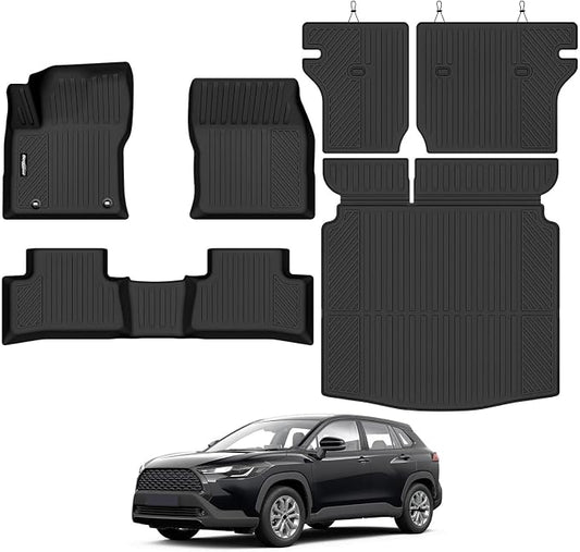 Floor Mats for 2022-2026 Toyota Corolla Cross FWD (Not for AWD/Hybrid), Trunk Mat and Backrest Mat All Weather TPE Protector for Toyota Corolla Cross Accessories