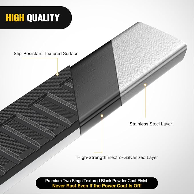 Nilight Running Boards for 2019-2026 Dodge Ram 1500 Quad Extended Cab New Body Style (Exclude 2019-2026 Classic) 6 Inch Slip-Proof Stainless Steel Bolt-on Side Step Nerf Bars,