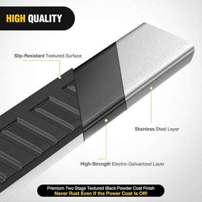 Nilight Running Boards for 2019-2026 Dodge Ram 1500 Quad Extended Cab New Body Style (Exclude 2019-2026 Classic) 6 Inch Slip-Proof Stainless Steel Bolt-on Side Step Nerf Bars,