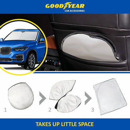 Goodyear Foldable Windshield Sunshade for BMW X5 2019-2026, SUV car Accessories, Sunshade Cover, Sun Shade Car Windshield, Window Sun Blocker - GY008219