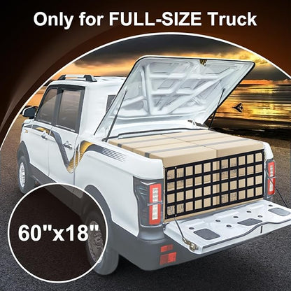 Tailgate Net - for Full Size Truck Cargo Net Compatible with Ford, Chevy, Dodge,Ram etc - Tail Gate Extender Nets for Pickup Truck Bed Accessories (60" x 18")