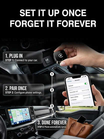 2-in-1 Wireless CarPlay Android Auto Adapter, 5.8GHz Wireless Adapter for Factory Wired CarPlay/Android Auto Cars, USB-A/USB-C, Mini Compact Design