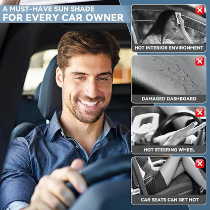 Sun Shade for Nissan Pathfinder 2013-2020 Sunshade Windshield Cover, 4-Layers Sun Shield 250T Silver Sun Visor Foldable Front Window Shade for Pathfinder Blocks UV Rays Car Accessories