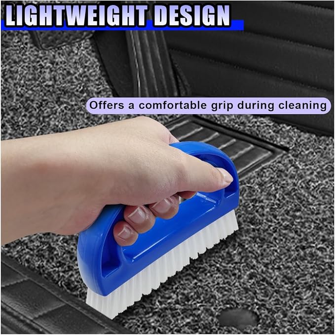 YoRise 2PCS Car Carpet Cleaning Brush, Stiff Bristle Floor Scrub Brush, Portable Car Cleaning Kit, Automotive Wash Brushes for Vehicles Interiors, Home, Floor Mat, Leather Seat (Blue)