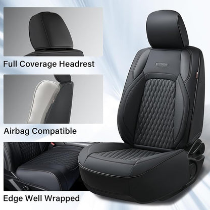 Coverado Seat Covers Dodge RAM 1500, Waterproof Leatherette Seat Covers for Car Compatible with 2009-2018 Dodge Ram 1500, 2010-2024 Ram 2500 3500 Dodge RAM Trucks, Curved Front/Black