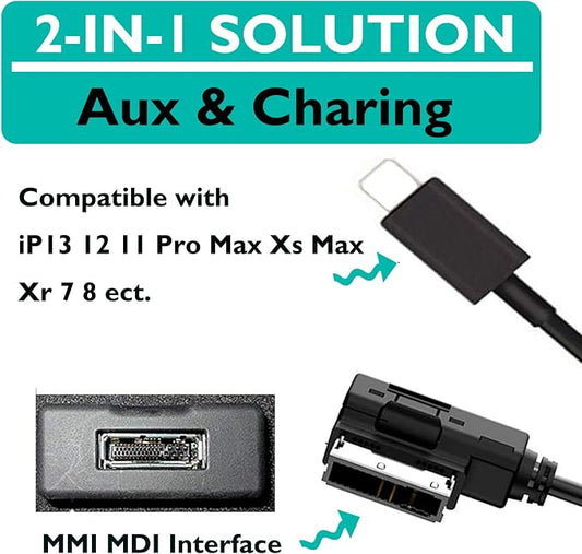 MDI MMI MDI Aux Adapter Music Interface Charg Media Consumer Cable Compatible with MB Comand APS NTG4.5 System for IP 13 12 11 Pro Max Xs max XR
