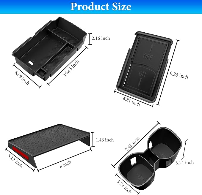 YPHUIKI 4PCS Center Console Organizer Compatible with Honda CRV 2023 2024 2025 2026 Accessories CR-V Hybrid Armrest Organizer Tray Hidden Storage Box Cup Holder