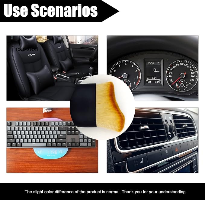 Car Cleaning Brush Soft Bristle Car Interior Dust Brush, suitable for cleaning car dashboards and air vent gaps, also usable on leather and computers, scratch-proof(Light Brown)
