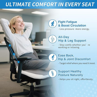 Memory Foam Truck Seat Cushion for Truck Driver Ergonomic Driver Seat Cushion with Lumbar Support & Sciatica Relief, Ideal Car Seat Cushions for Driving & Semi Truck & Office Chair