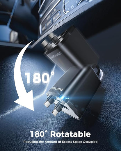 Retractable USB C Car Charger, Phone 16 Car Charger Fast Charging with Dual Type C Cable, Car Accessories Small USBC Car Adapter