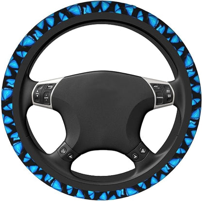 Blue Butterfly Steering Wheel Covers Non Slip Neoprene Steering Wheel Protector Universal 15 inch for Women Men Car