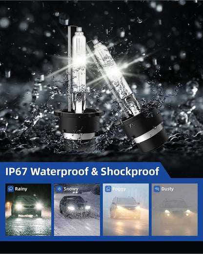 Sinoparcel D4S Xenon HID Headlight Bulbs - 6000K 35W High Low Beam 42402 66440 42402WX,etc Replacement Lights - Pack of 2