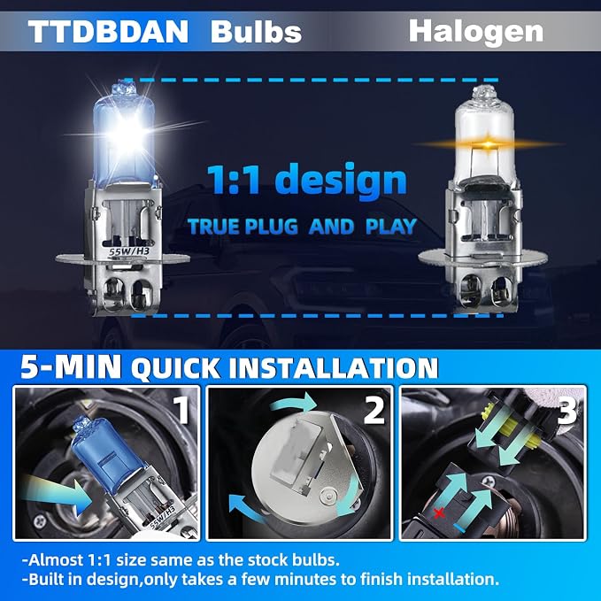 Fog lights Fit For Nissan Frontier 2001-2002 Halogen Headlight Bulbs,H3 Fog Lights Bright Lights Combo,Plug & Play,Pack of 2 (Nissan Frontier 2001-2002 Halogen Fog Lights)