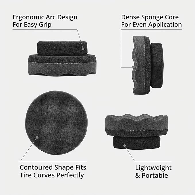 2 Pack Large Tire Shine Sponge, Foam Sponge Applicator, Tire Scrubber Brush, Car Cleaning Supplies, Wheel Detailing Tool for Auto Waxing Polishing,Automotive Wax Sponge Applicator