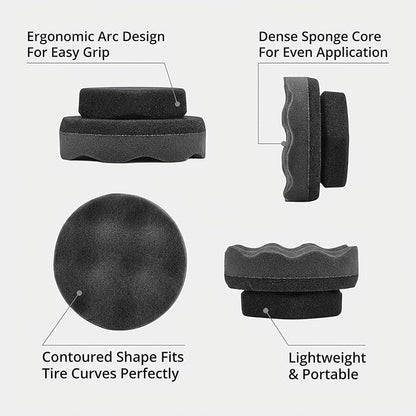 2 Pack Large Tire Shine Sponge, Foam Sponge Applicator, Tire Scrubber Brush, Car Cleaning Supplies, Wheel Detailing Tool for Auto Waxing Polishing,Automotive Wax Sponge Applicator