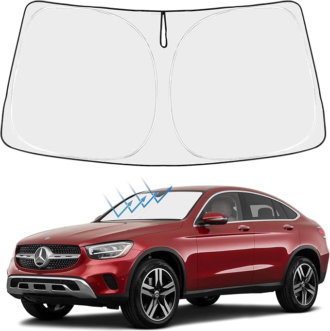 Proadsy 2026 Upgrade Front Windshield Sun Shade Foldable Sunshade Protector Custom Fit 2016-2022 GLC Class SUV & SUV Coupe GLC300 GLC350e 4Matic AMG GLC 63 Sport Accessories