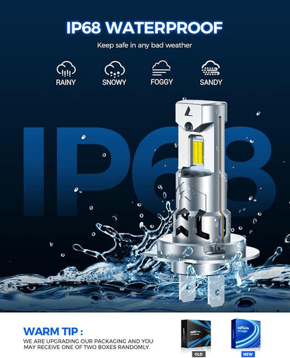 Marsauto H7 Light Bulbs, 70,000LM Brightness, 1:1 Mini Size, 6500K Cool White, 3 Min Plug and Play, IP68 Waterproof, Pack of 2
