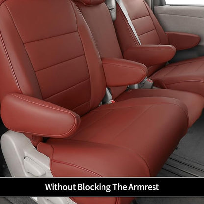 EKR Sienna Seat Covers for 2011-2020 Toyota Sienna LE,XLE, SE,XLE Premium 2nd Row 4/2/4 Split,8 Seats,Waterproof Car Seat Cover Full Set,Car Seat Protectors- Three Row,Leather (Burgundy)