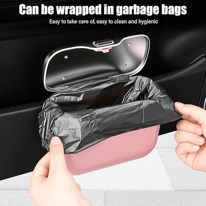 UYYE Car Trash Can, Car Garbage Bin with Lid & Handle - Leak-Proof Mini Trash Can for Car, Truck, SUV - Essential Car Accessories for Organization (Pink)