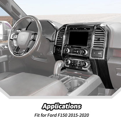 JeCar 16pcs Black Wood Grain Interior Trim Kit for 2015-2020 Ford F150 Interior Accessories