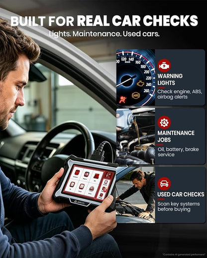ANCEL DS100 OBD2 Scanner, Car Diagnostic Tool for Check Engine ABS Airbag Transmission, 5” Touchscreen, 7 Resets Oil Brake BMS SAS ABS Bleeding Throttle, AutoVIN, Lifetime Updates