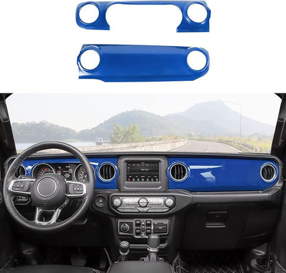 RT-TCZ Center Console Trim Cover Dashboard Control Panel Cover Decorative Interior Accessories for Jeep Wrangler JL JLU & Gladiator JT 2018-2022,Blue