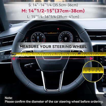 Boho Steering Wheel Cover Elastic Microfiber for Women, Universal Fit 15 inch Car SUV, Hippie Style Protector Cover, Anti-Slip, Breathable, Absorbing Sweat - 01