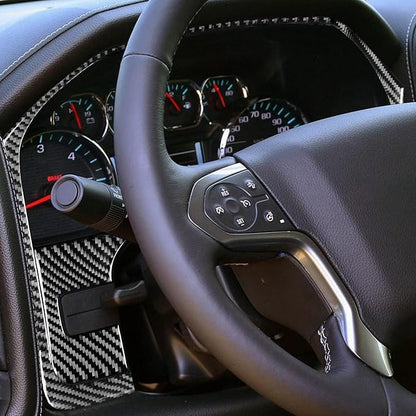 Real Premium Carbon Fiber Fit for Chevy Silverado/GMC Sierra 1500 2014-2018 for 2500/3500HD 2015-2019 Car Speedometer Trim Kit Dashboard Decals Sticker Decoration Auto Interior Accessories Cover Black